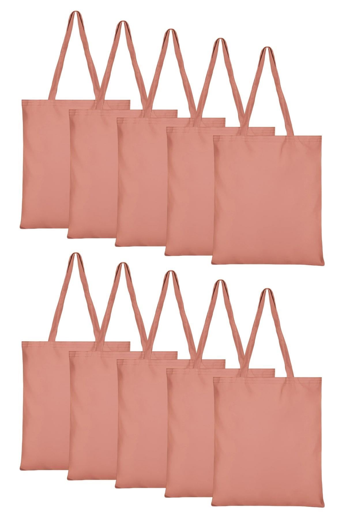 10 Adet Açık Pembe Bez Çanta