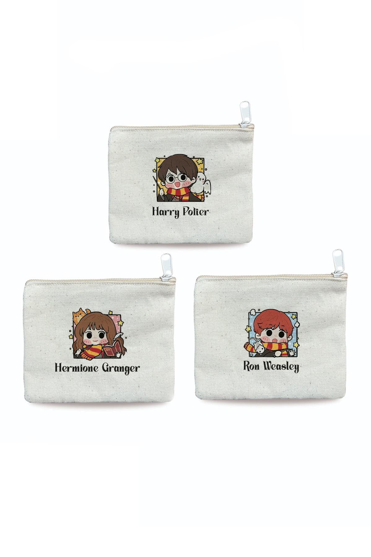 3'lü Harry Potter Baskılı Kanvas Cüzdan