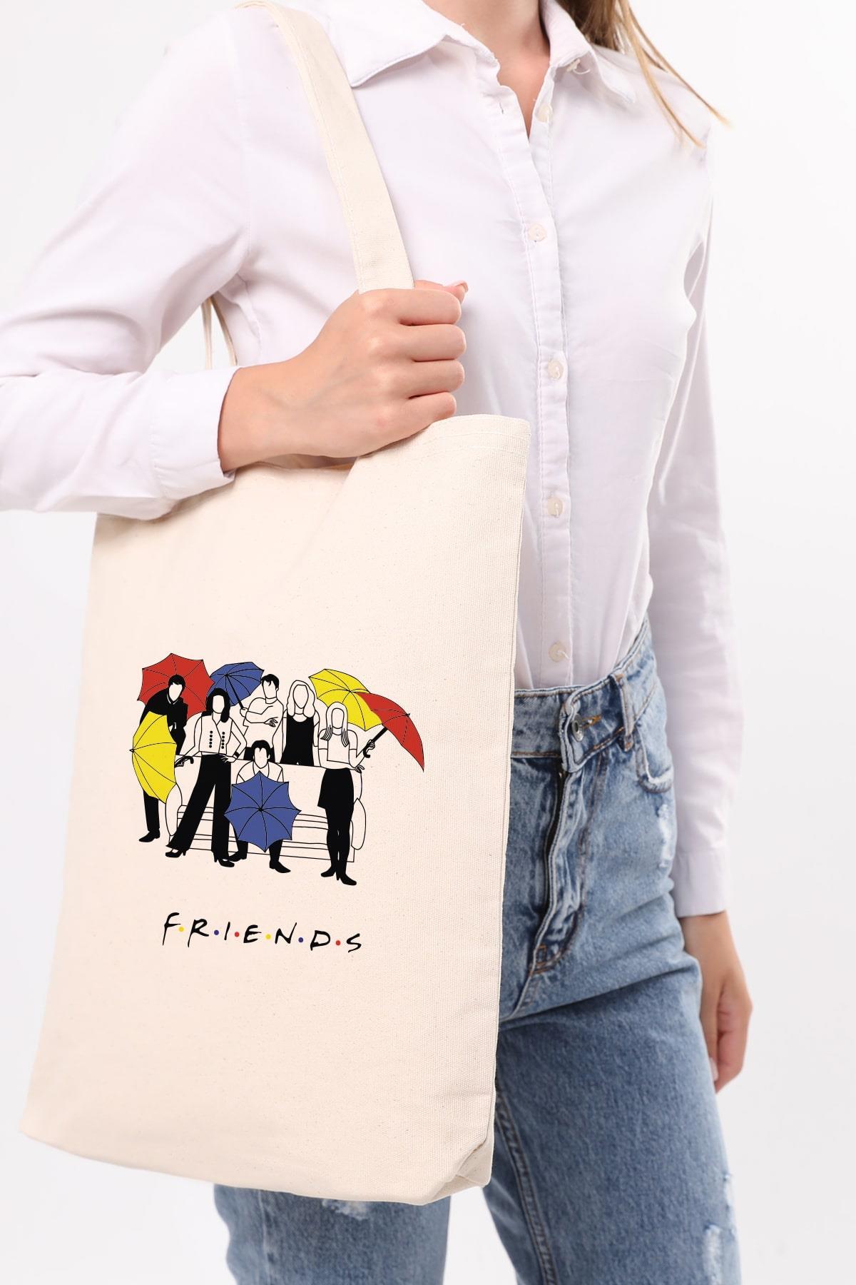 Kanvas Friends Umbrella Baskılı Bez Çanta