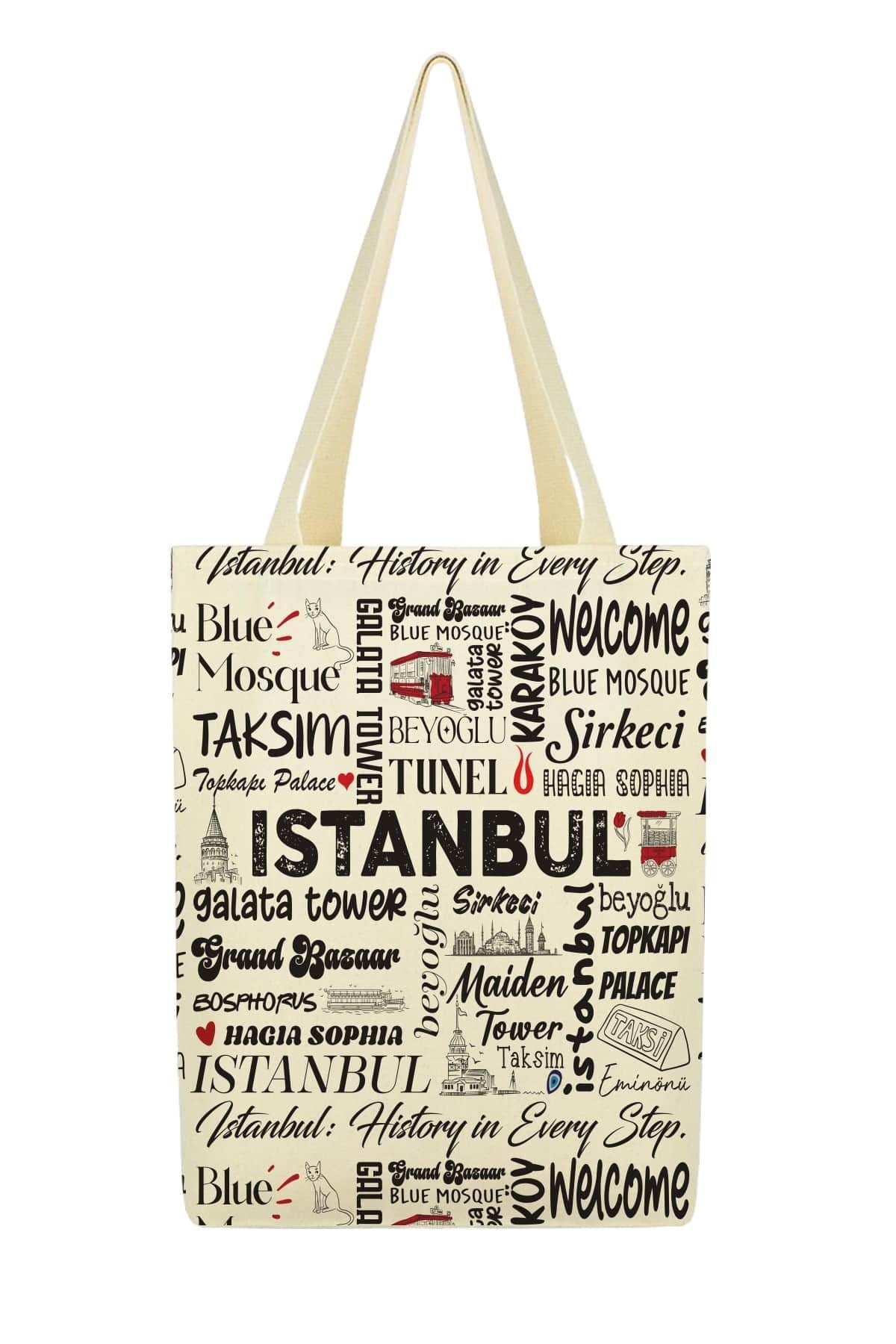 Kanvas Write İstanbul Baskılı Bez Çanta