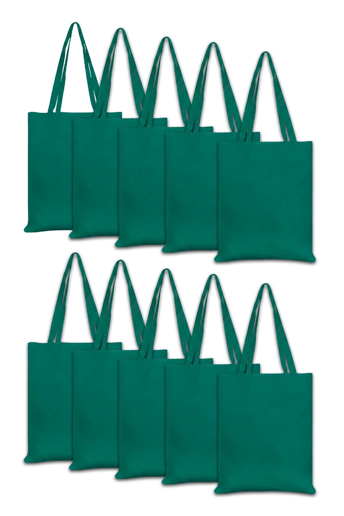 10 Adet Zümrüt Yeşil Bez Çanta