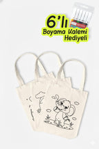 3 Adet Şirin Hayvanlar Desenli Boyama Çantası