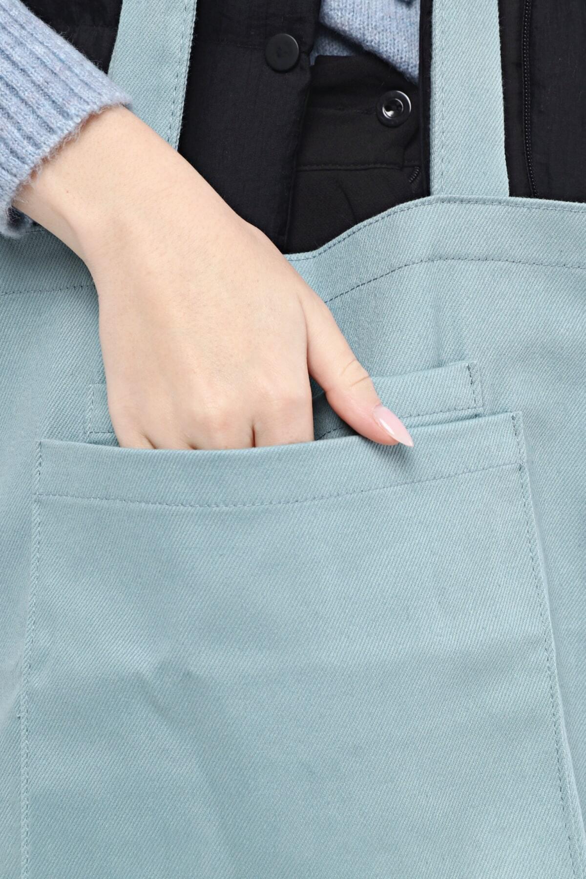 2 Cepli Açık Mavi Gabardin Çanta