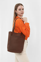 2 Cepli Koyu Kahve Gabardin Çanta