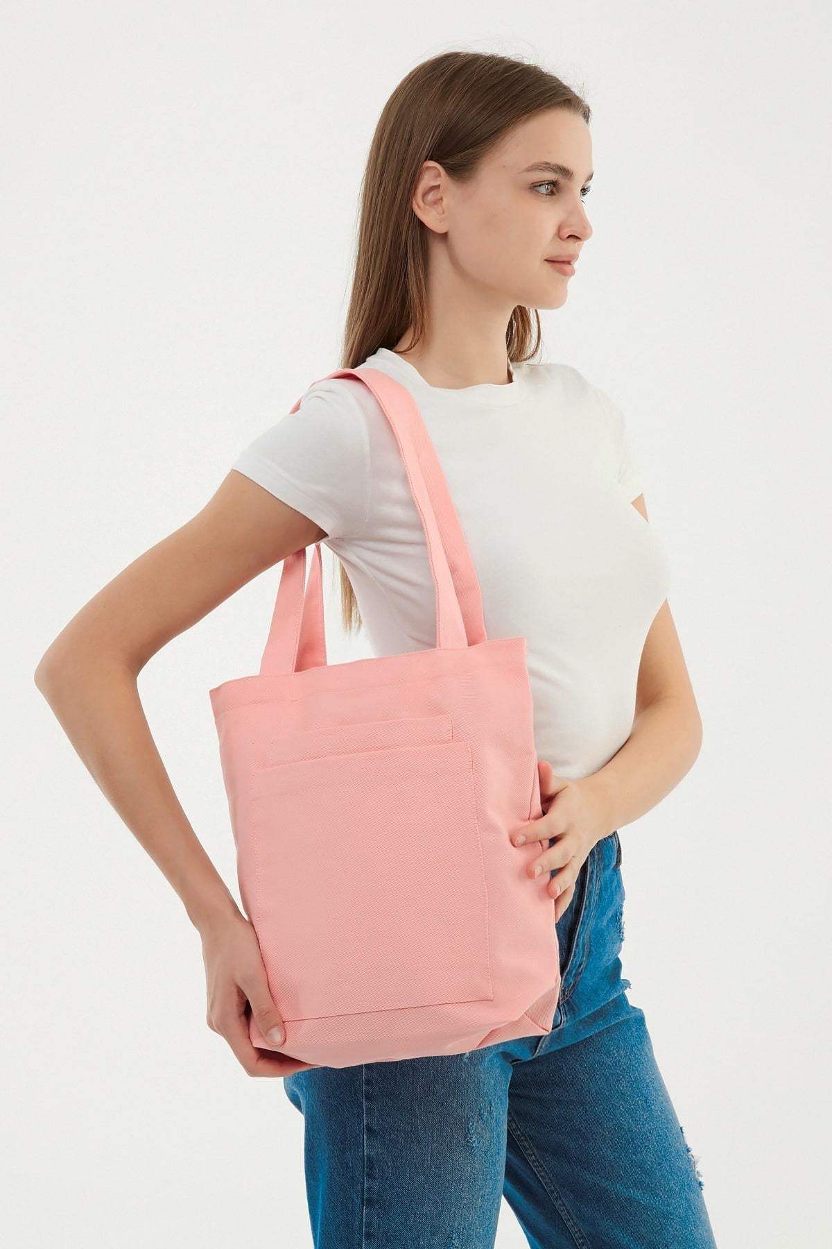 2 Cepli Pembe Gabardin Çanta