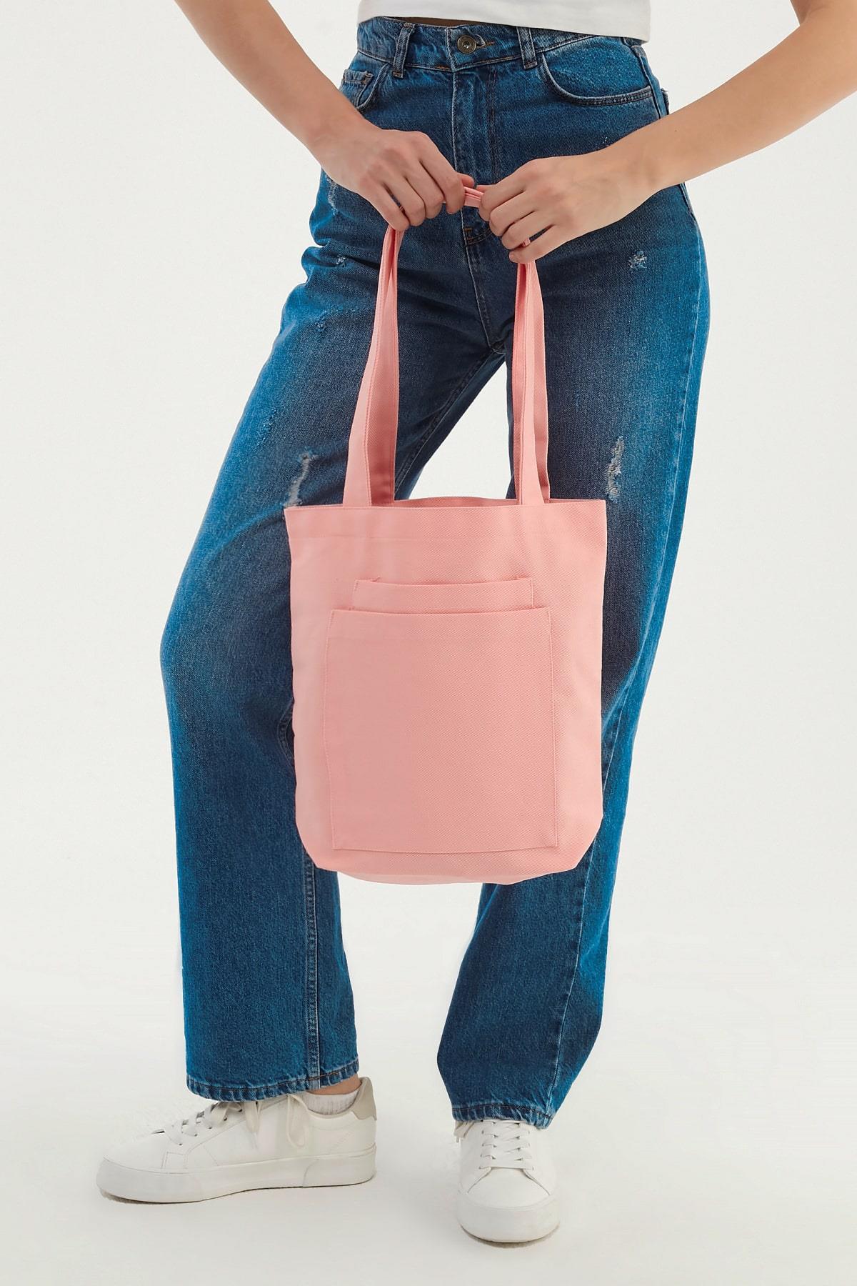 2 Cepli Pembe Gabardin Çanta