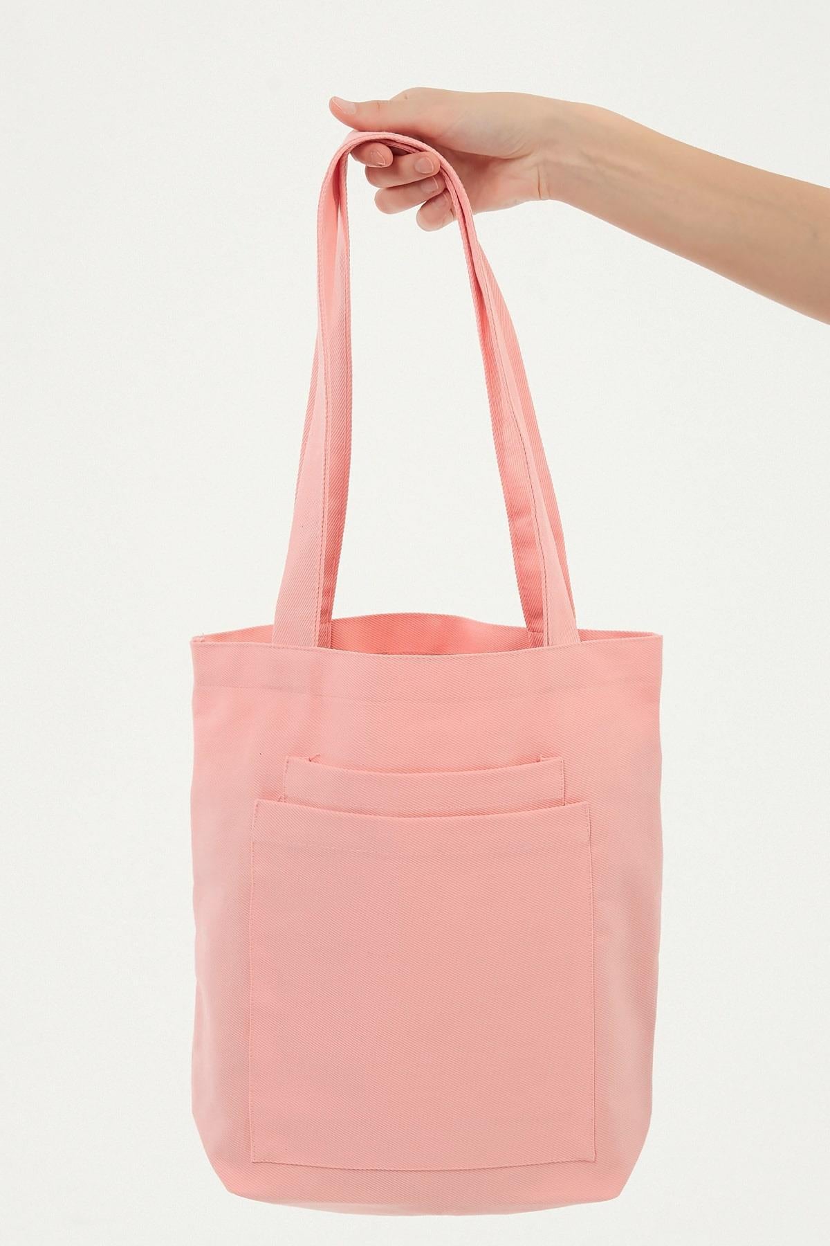 2 Cepli Pembe Gabardin Çanta