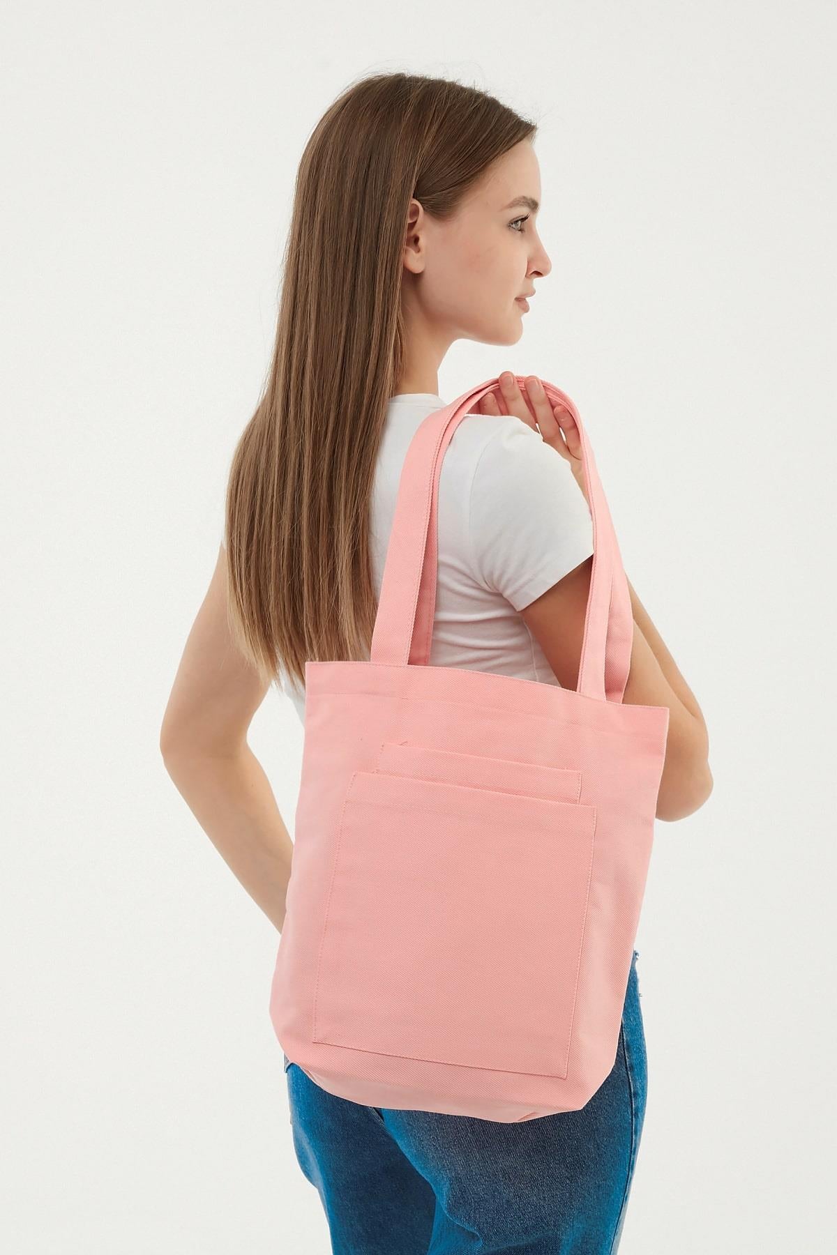 2 Cepli Pembe Gabardin Çanta
