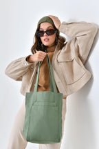 2 Cepli Mint Yeşili Gabardin Çanta