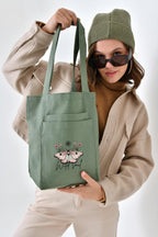 2 Cepli Wild Soul Baskılı Mint Yeşili Gabardin Çanta