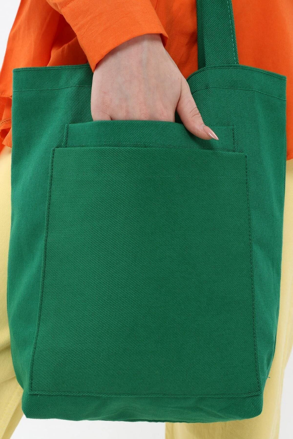 2 Cepli Ördek Yeşili Gabardin Çanta