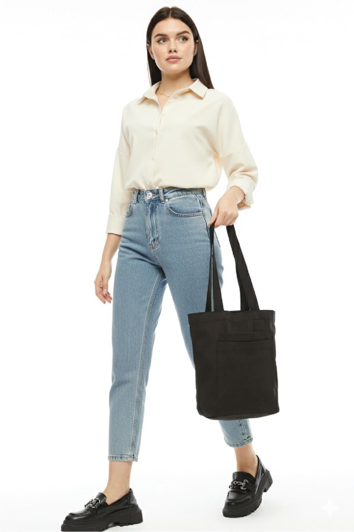 2 Cepli Siyah Gabardin Çanta