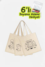 3 Adet Kedi Serisi Orta Boy Boyama Çantası
