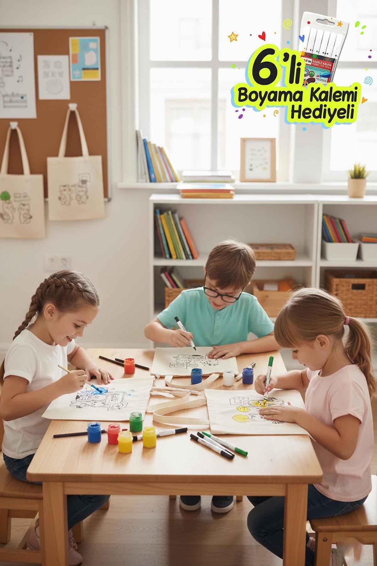 3 Adet Kedi Serisi Orta Boy Boyama Çantası