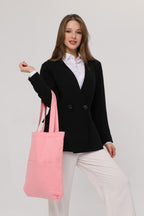3 Cepli Pembe Gabardin Çanta