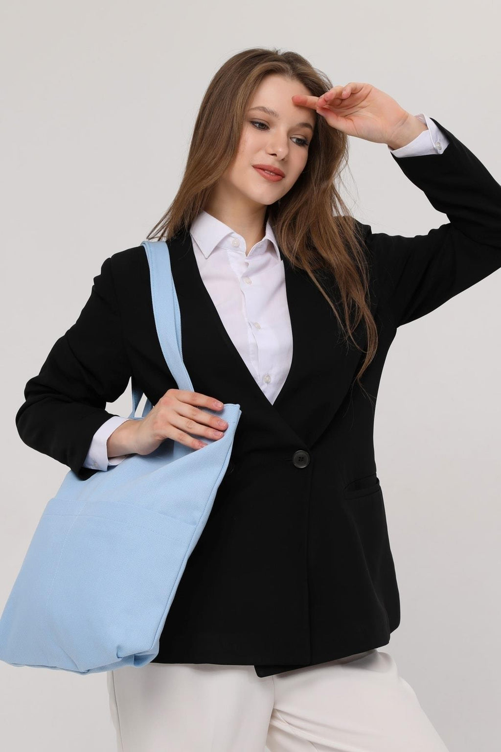 3 Cepli Mavi Gabardin Çanta