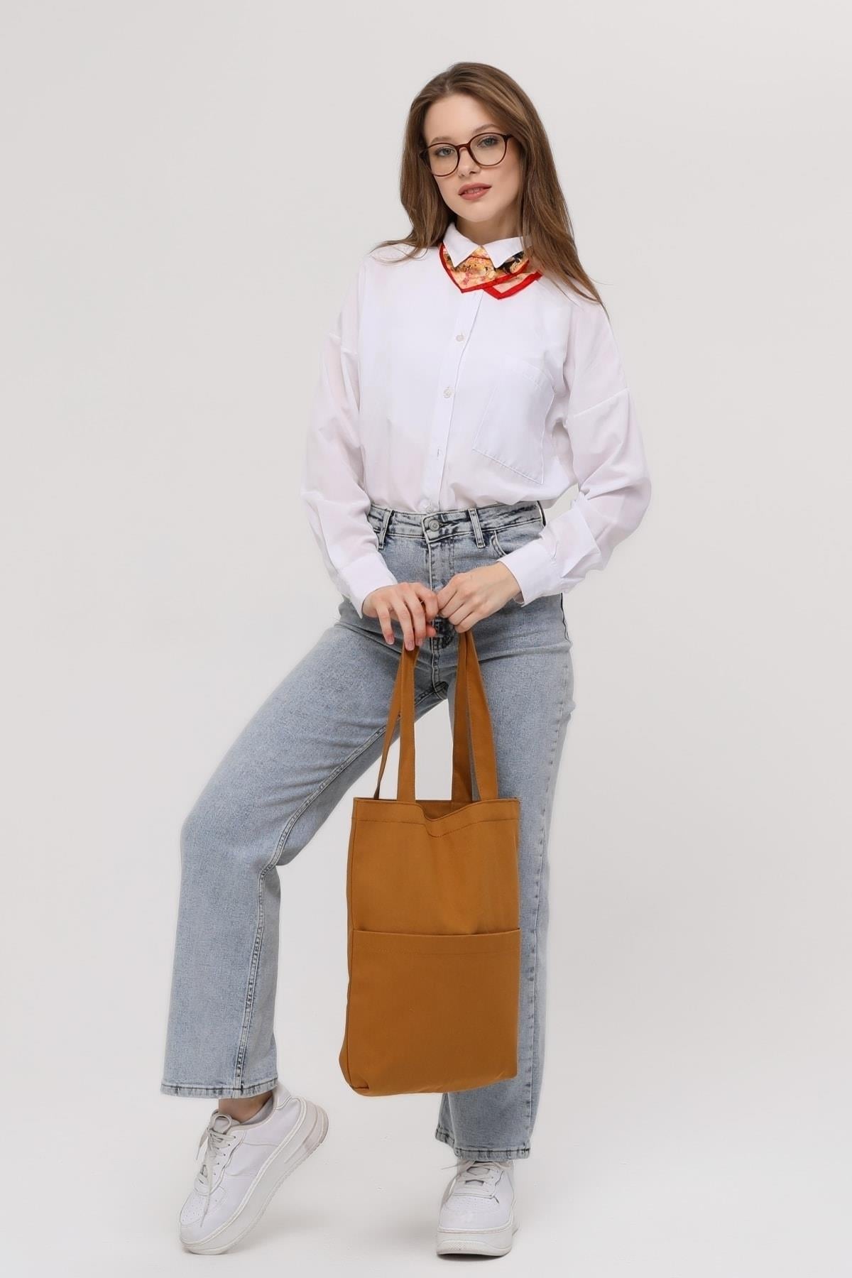 3 Cepli Kiremit Gabardin Çanta