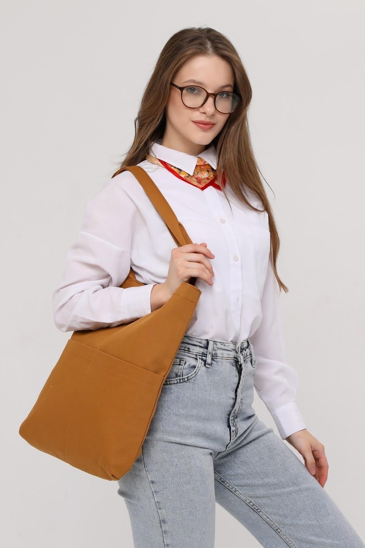 3 Cepli Kiremit Gabardin Çanta
