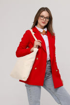 3 Cepli Ekru Gabardin Çanta