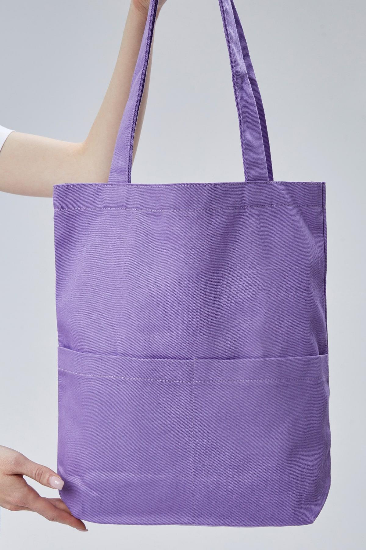 3 Cepli Lila Gabardin Çanta