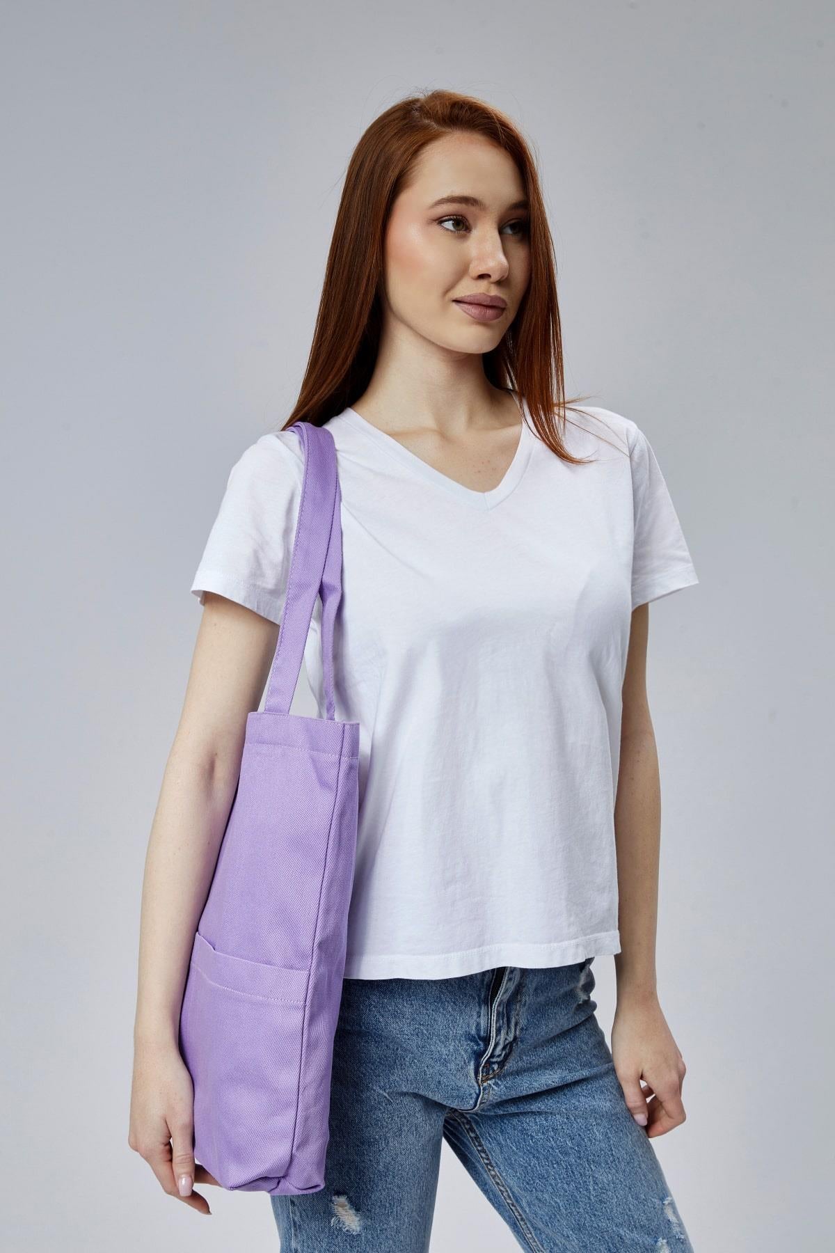 3 Cepli Lila Gabardin Çanta