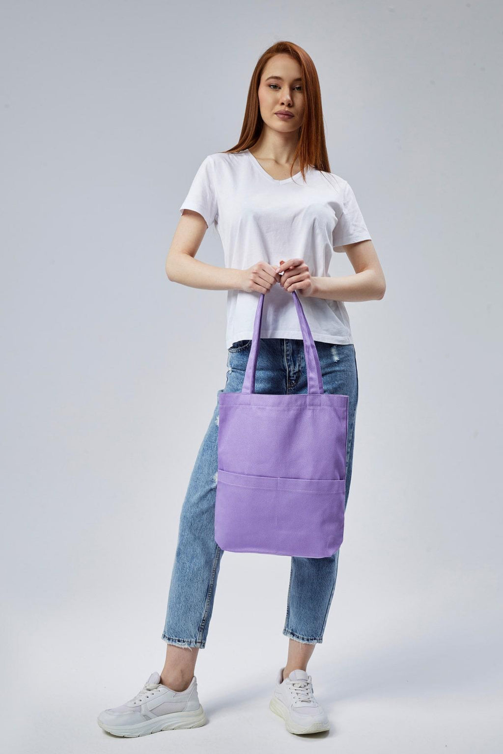 3 Cepli Lila Gabardin Çanta