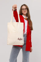 3 Cepli Love Yourself  Baskılı Ekru Gabardin Çanta
