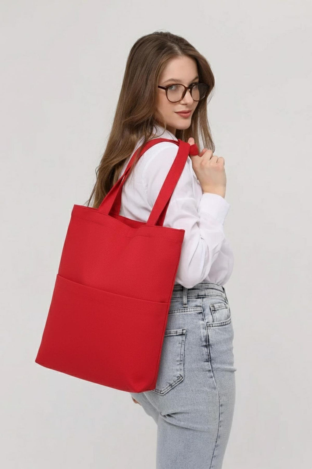 3 Cepli Kırmızı Gabardin Çanta