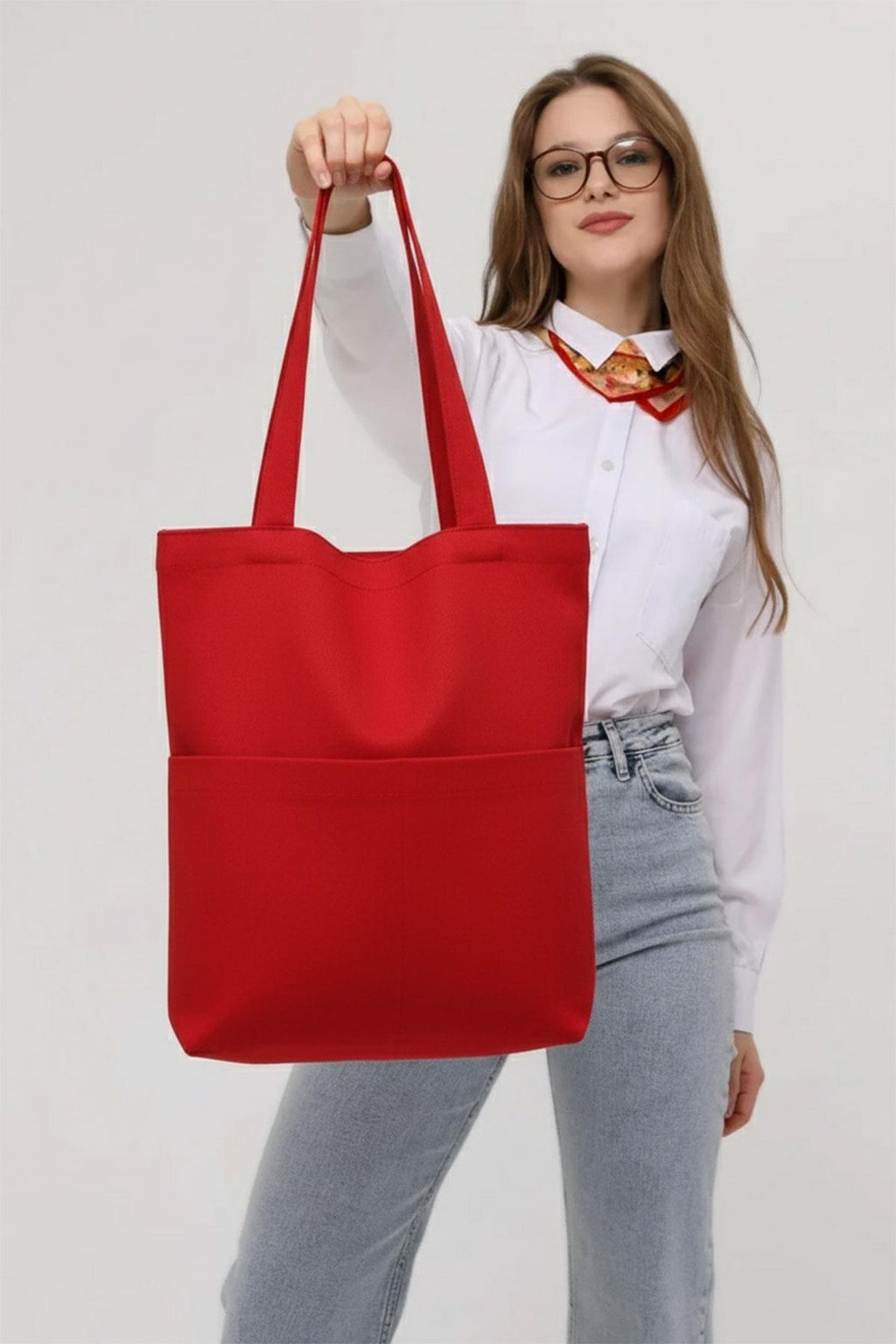 3 Cepli Kırmızı Gabardin Çanta