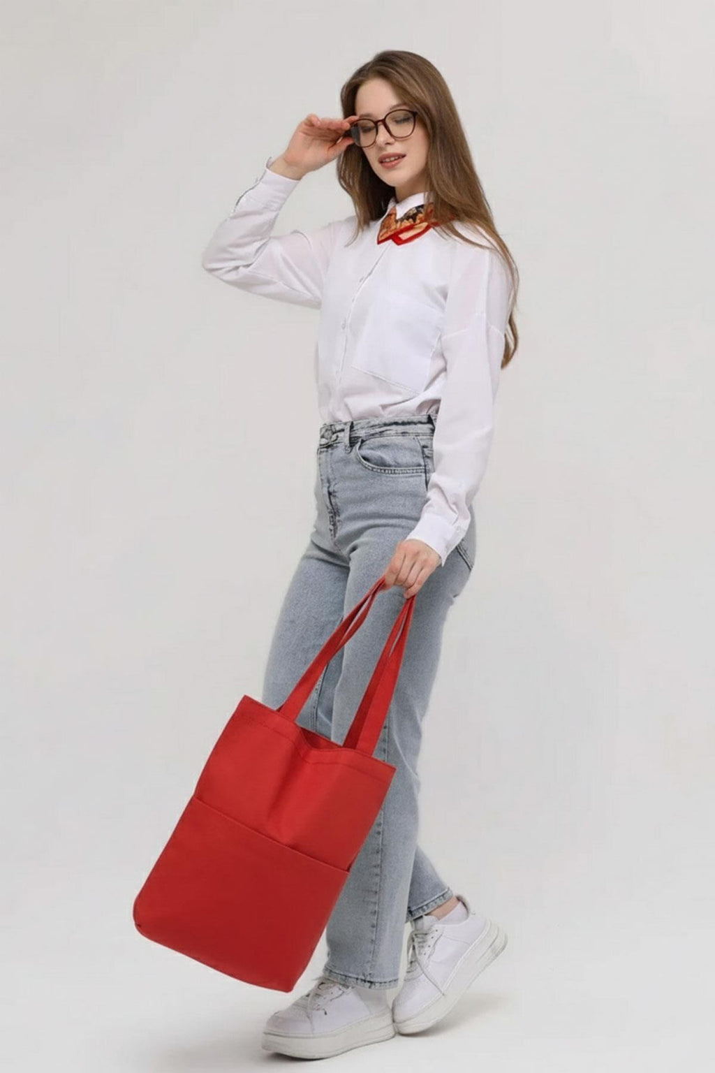 3 Cepli Kırmızı Gabardin Çanta