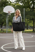 Siyah 3 Çıtlı Büyük Boy Kanvas Çanta