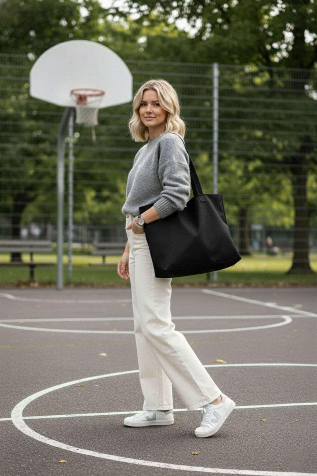 Siyah 3 Çıtlı Büyük Boy Kanvas Çanta