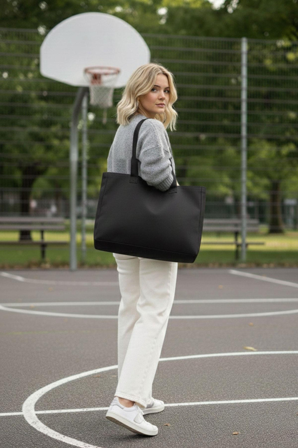 Siyah 3 Çıtlı Büyük Boy Kanvas Çanta