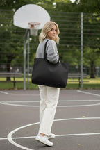 Siyah 3 Çıtlı Büyük Boy Kanvas Çanta