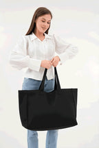 Siyah 3 Çıtlı Büyük Boy Kanvas Çanta