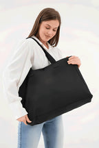 Siyah 3 Çıtlı Büyük Boy Kanvas Çanta