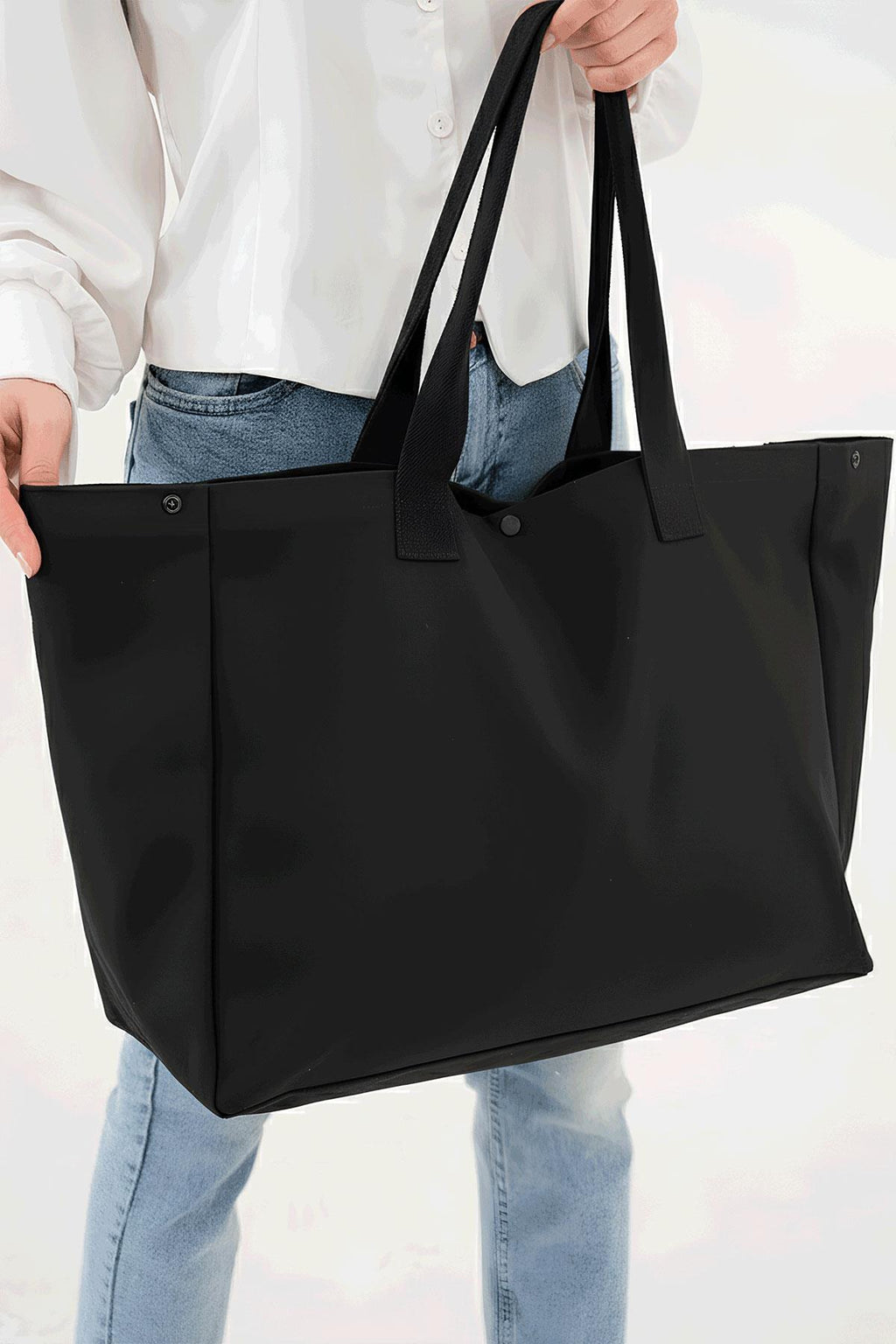 Siyah 3 Çıtlı Büyük Boy Kanvas Çanta