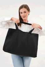 Siyah 3 Çıtlı Büyük Boy Kanvas Çanta