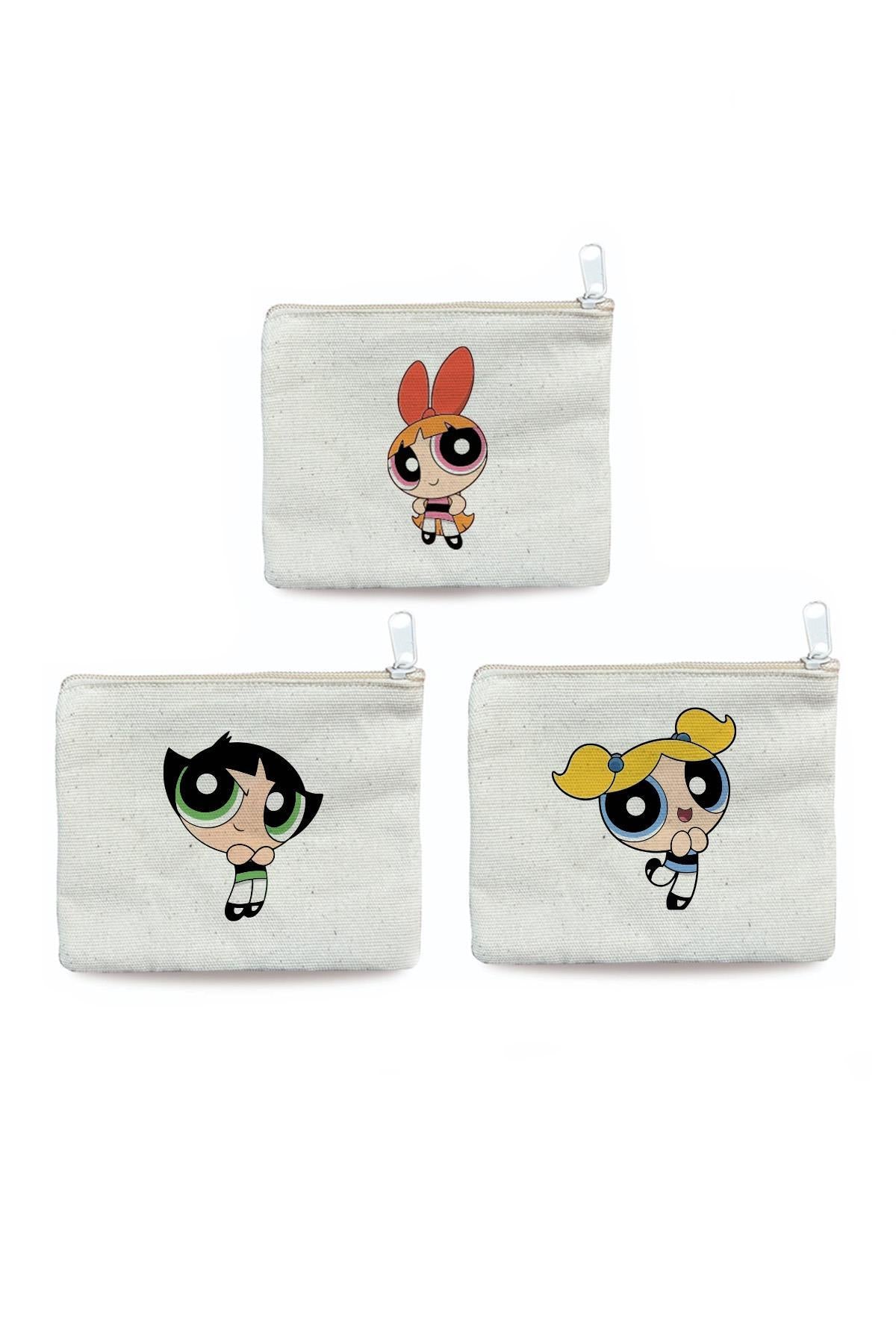 3'lü Powerpuff Girls Baskılı Kanvas Cüzdan