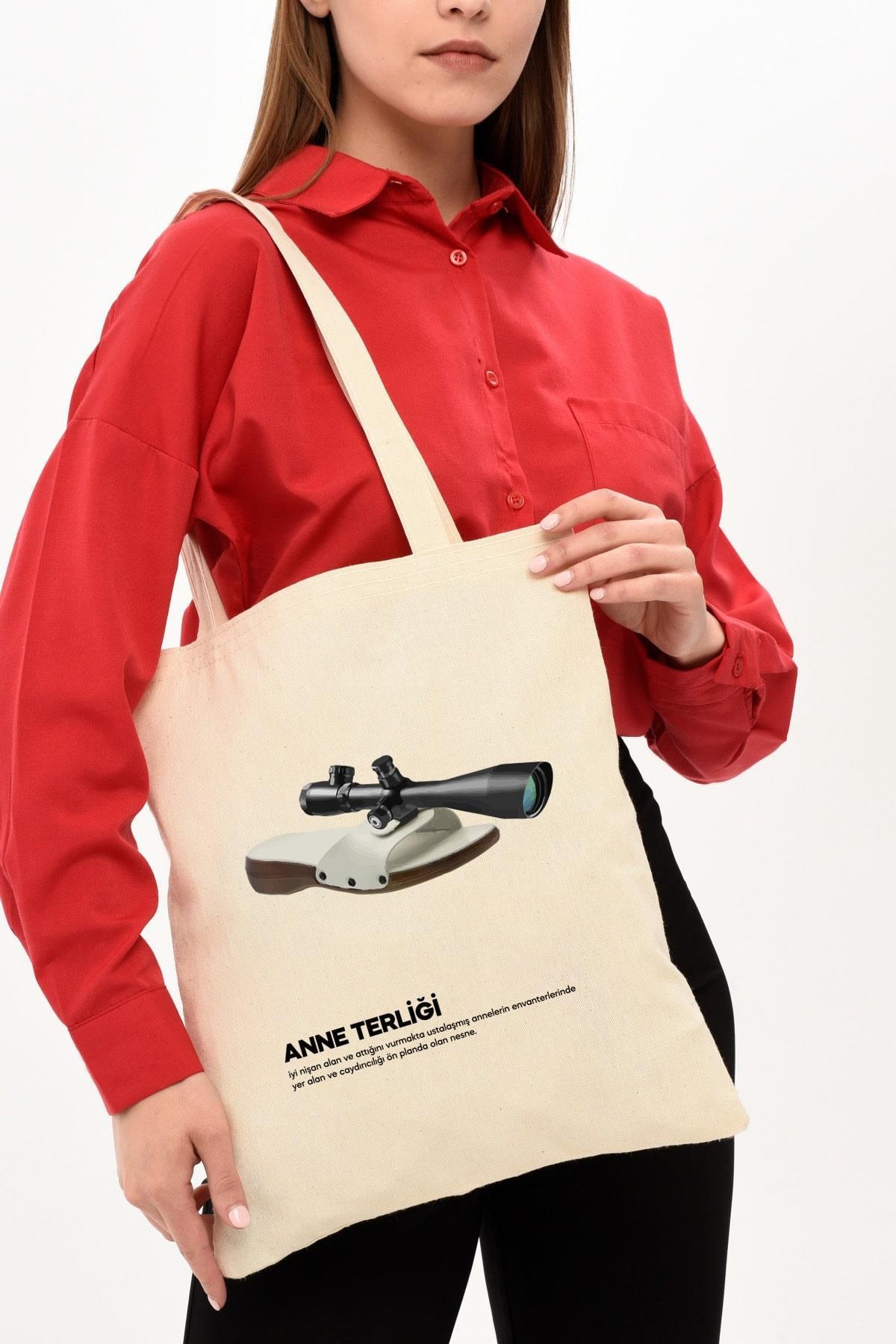 ANNE TERLİĞİ  BASKILI HAM BEZ ÇANTA (Tek Taraflı)