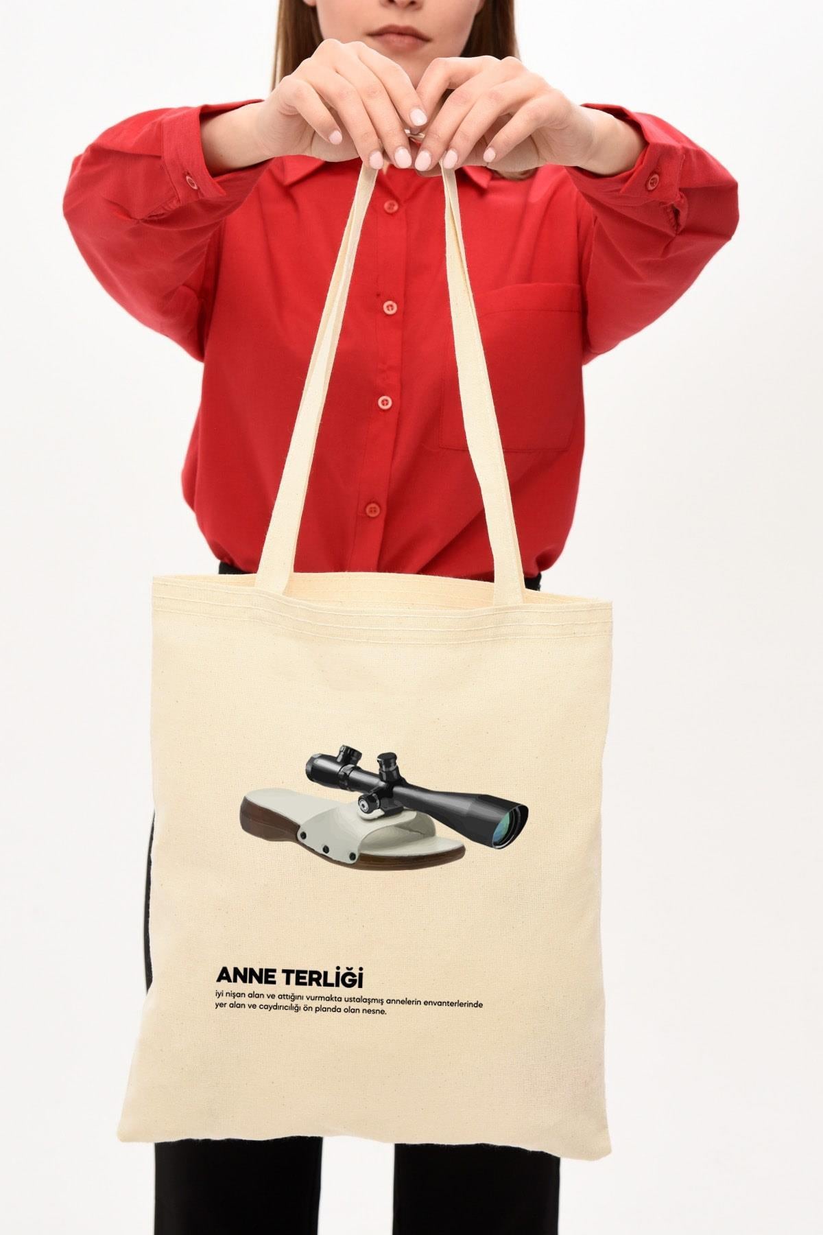 ANNE TERLİĞİ  BASKILI HAM BEZ ÇANTA (Tek Taraflı)