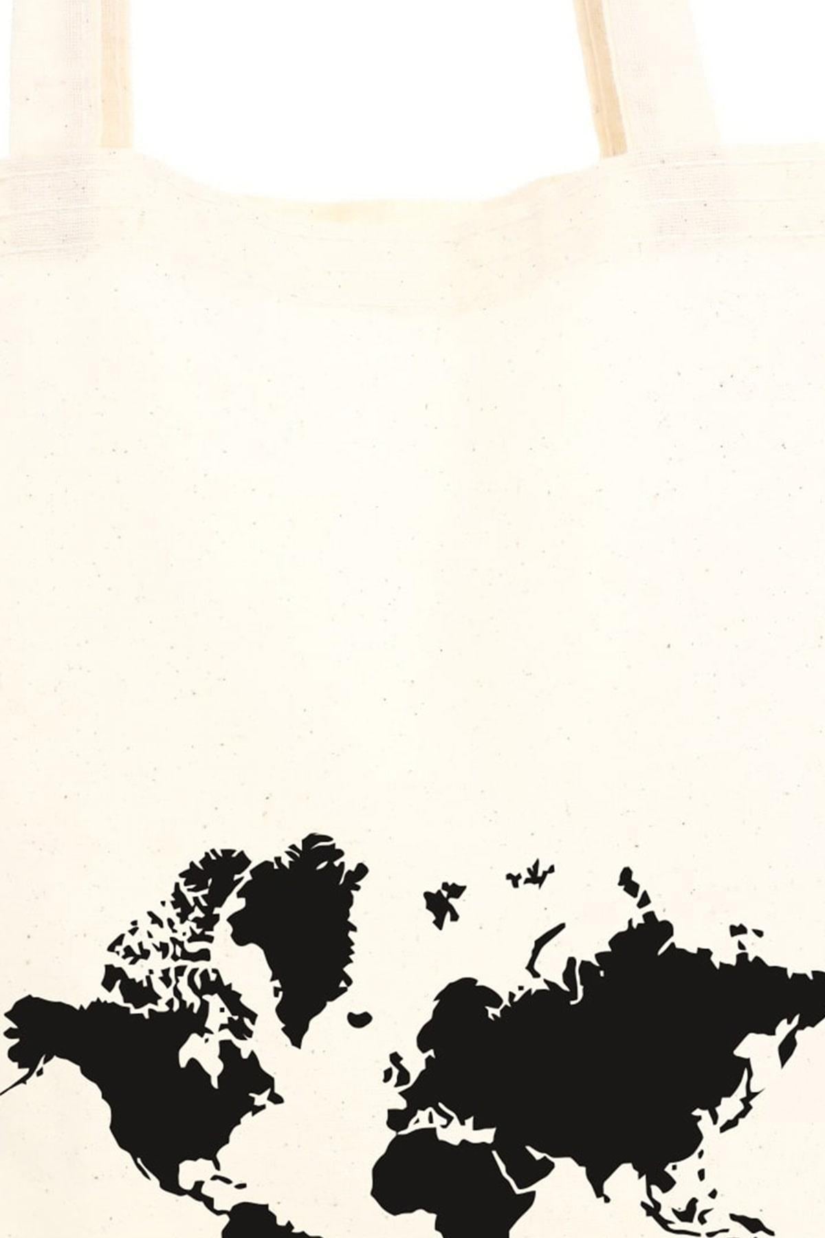Anywhere Somewhere Far Away Baskılı Ham Bez Çanta