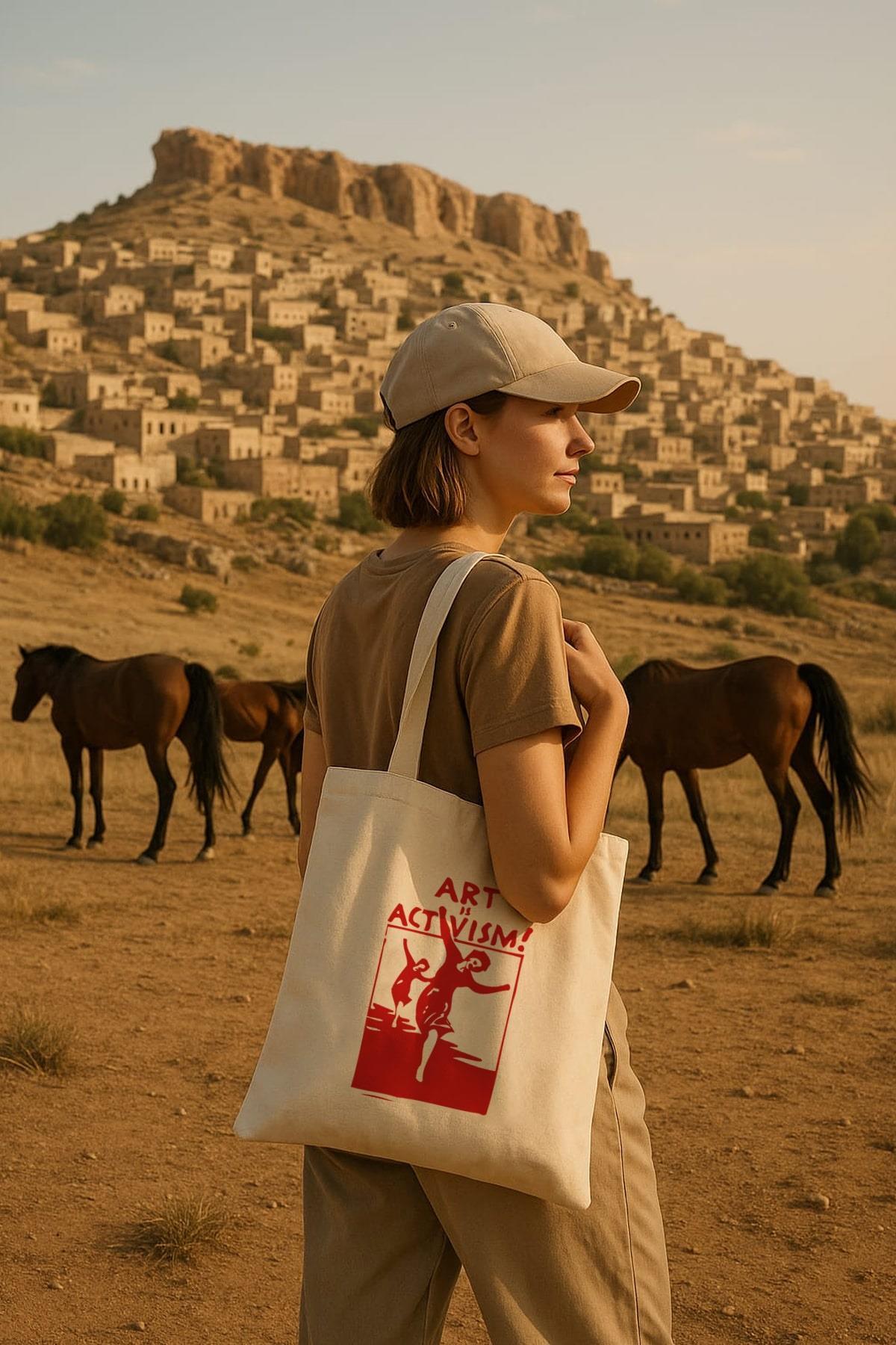 Art Is Activism Baskılı Ham Bez Çanta