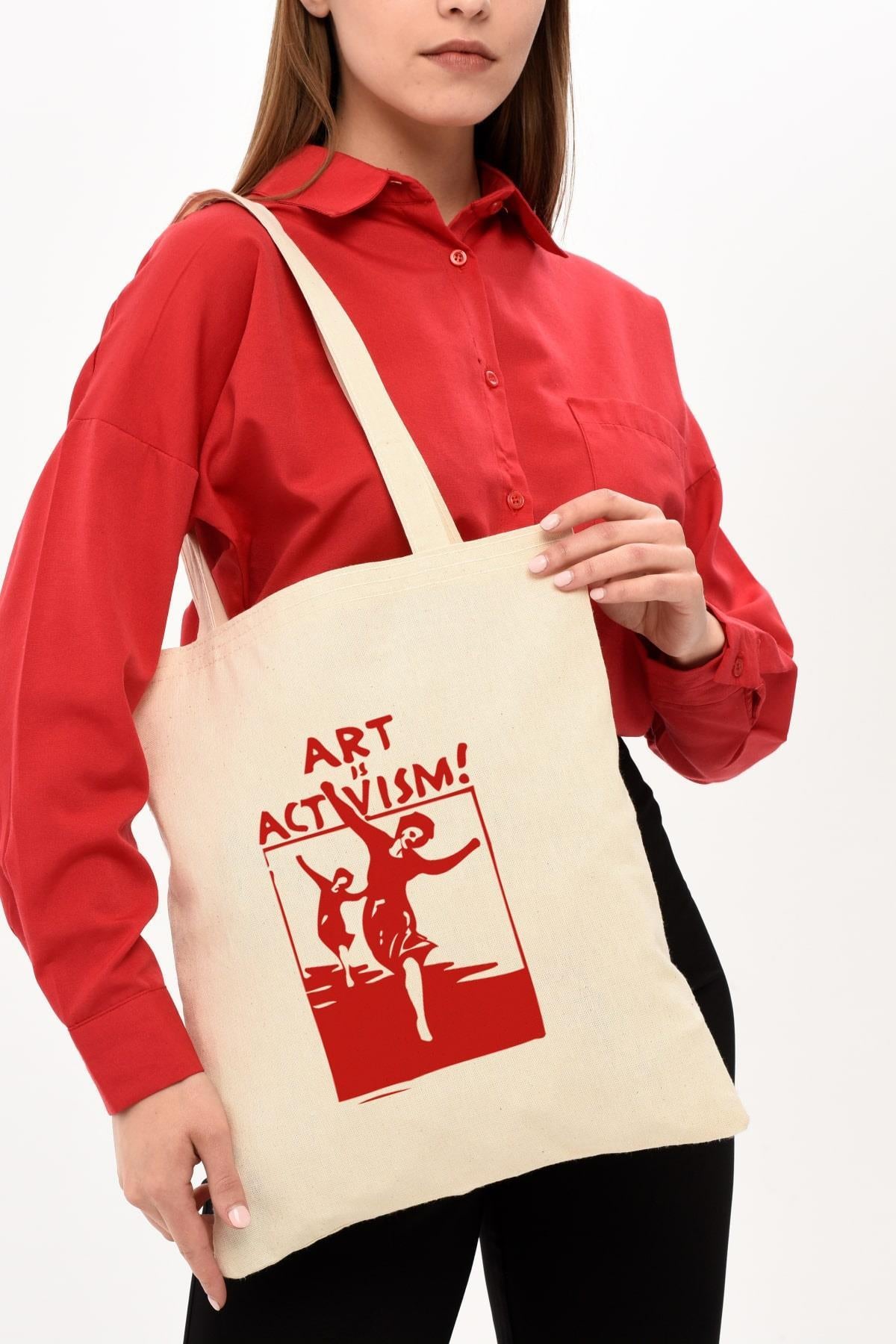 Art Is Activism Baskılı Ham Bez Çanta