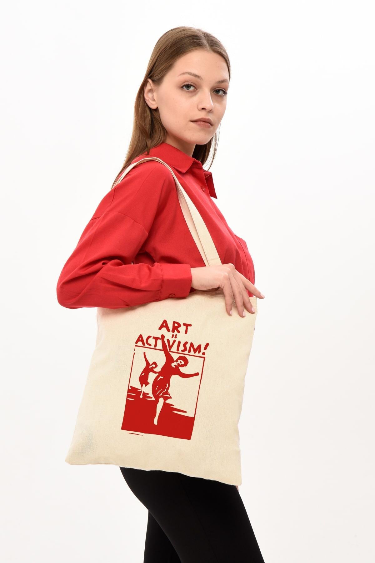 Art Is Activism Baskılı Ham Bez Çanta