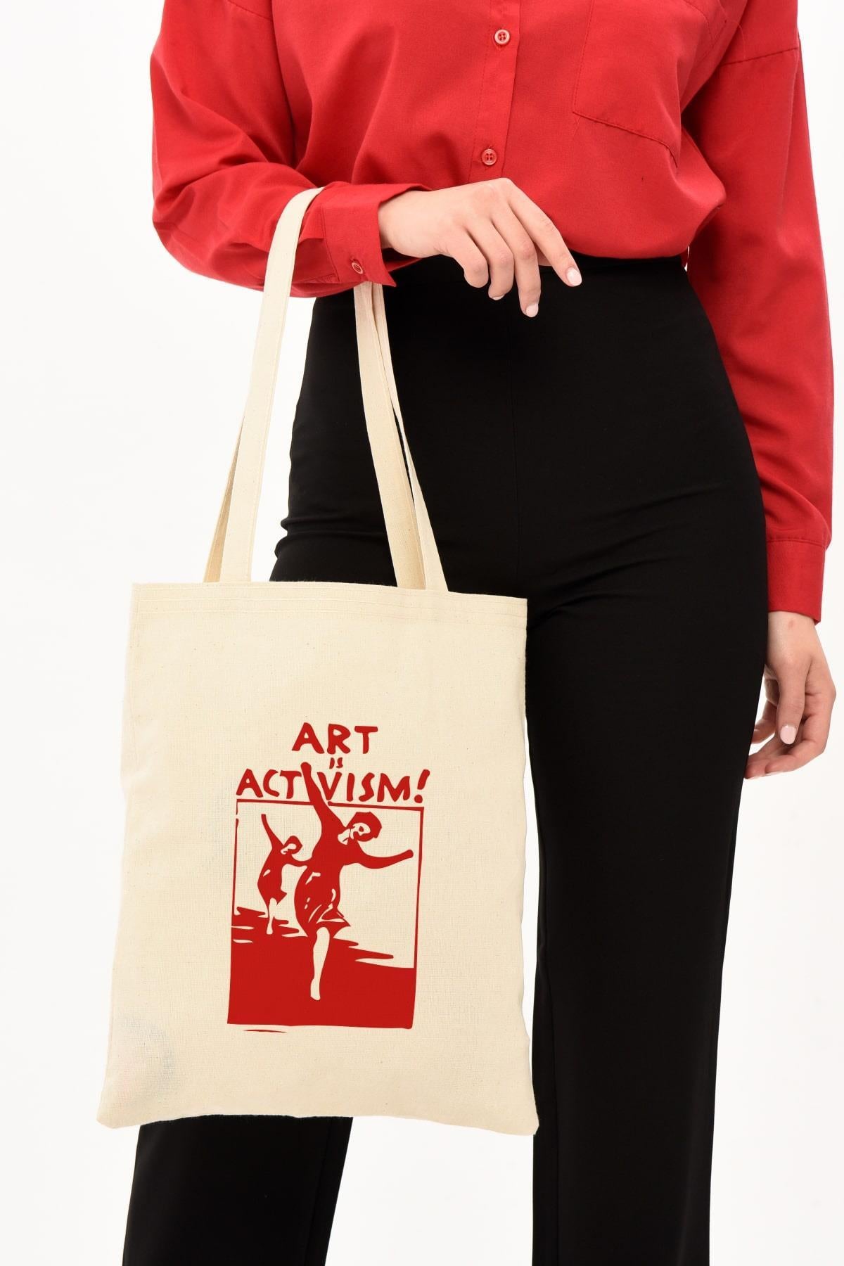 Art Is Activism Baskılı Ham Bez Çanta