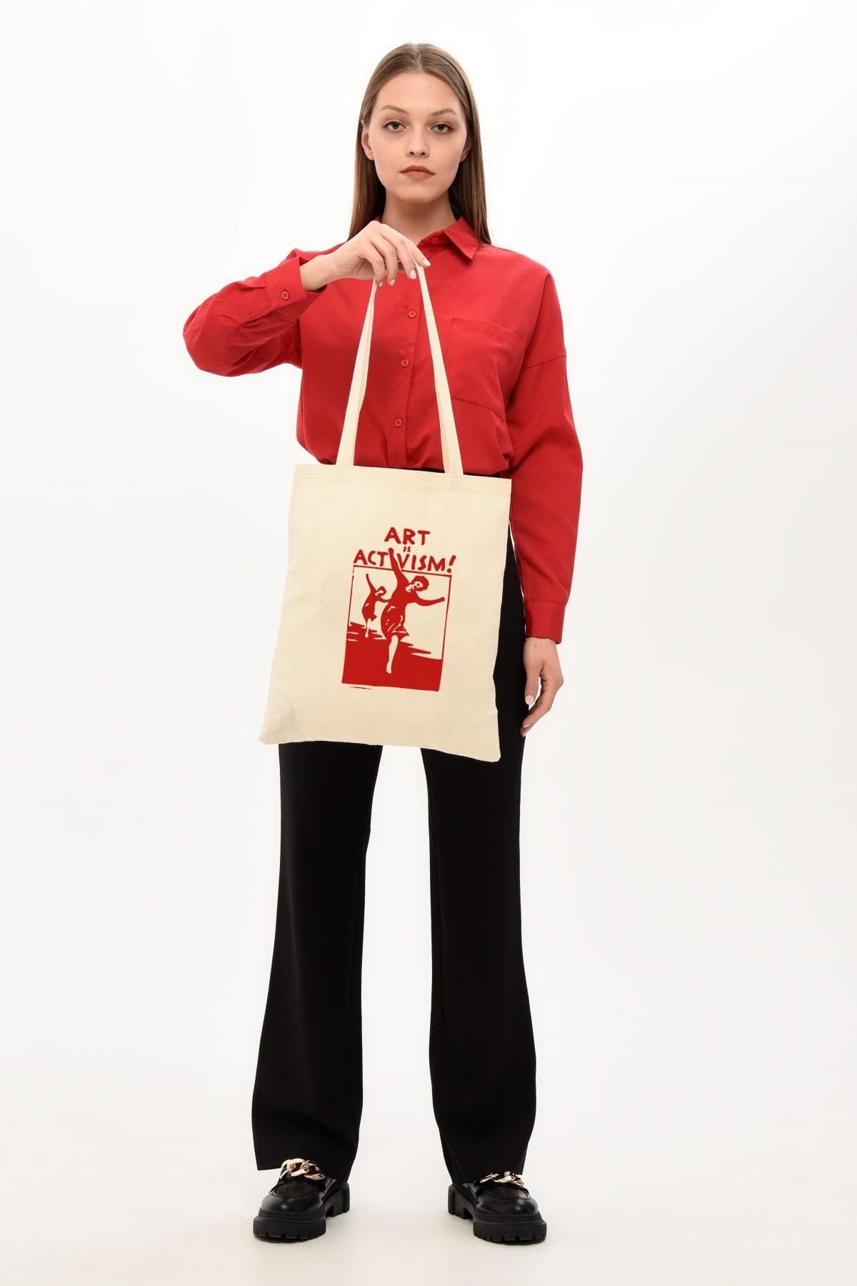 Art Is Activism Baskılı Ham Bez Çanta