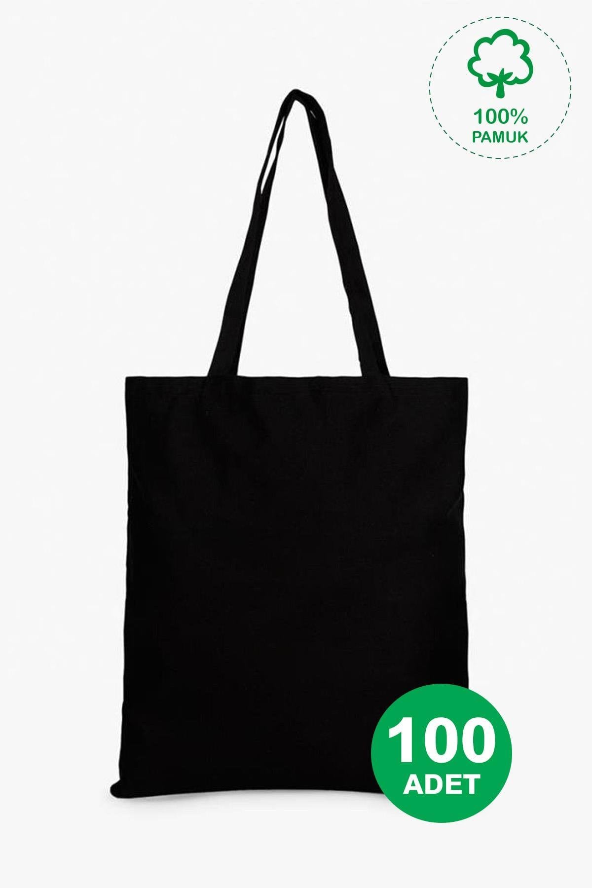 Baskısız Siyah Ham Bez Çanta | 100 adet