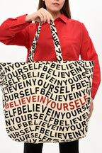 Believe In Yourself Baskılı Büyük Boy Kanvas Çanta