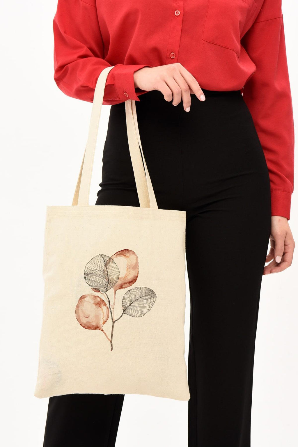 Brown Flower Baskılı Bez Çanta